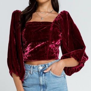 Free People - Marie Velvet Open Back Top SIze XS - Imperfections- see picture